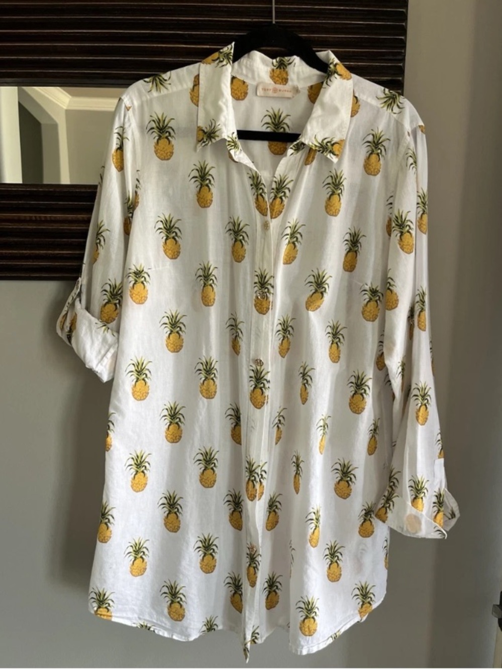 Tory Burch Women’s Pineapple Mira Beach Shirt / Coverup XL